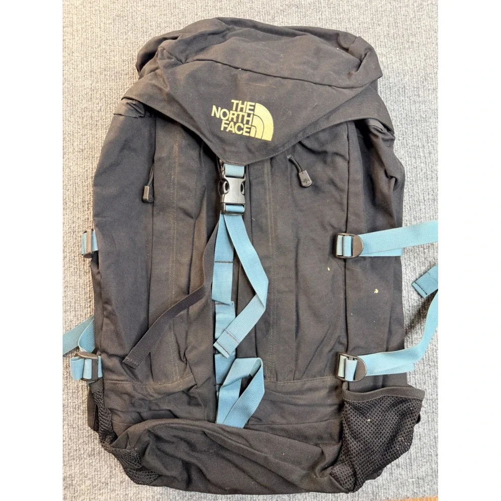 The North Face Backpack Black Blue Hiking Rucksack Technical Bag Y2K Vintage